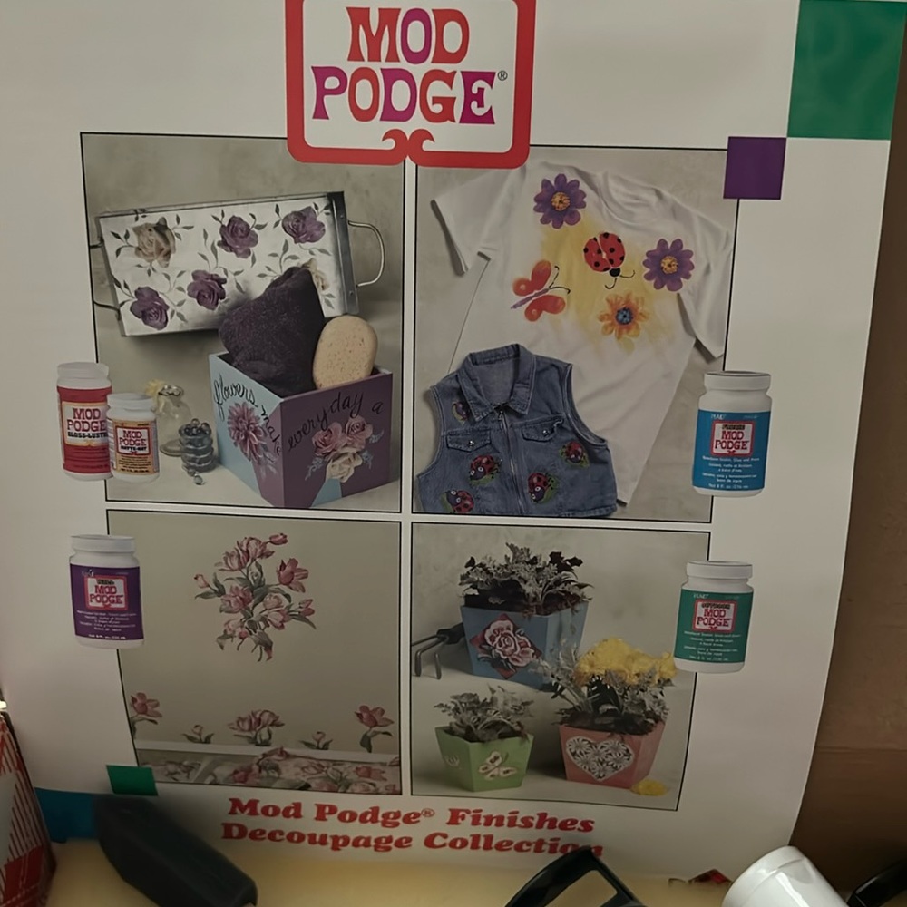 Plaid Mod Podge kit that contains most of the items you would need for projects.
